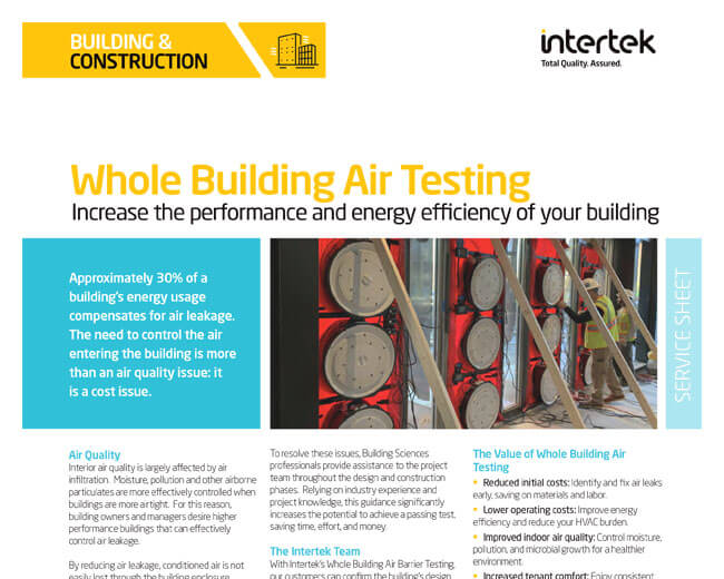 Whole-Building Air Barrier, Leakage Testing fact sheet